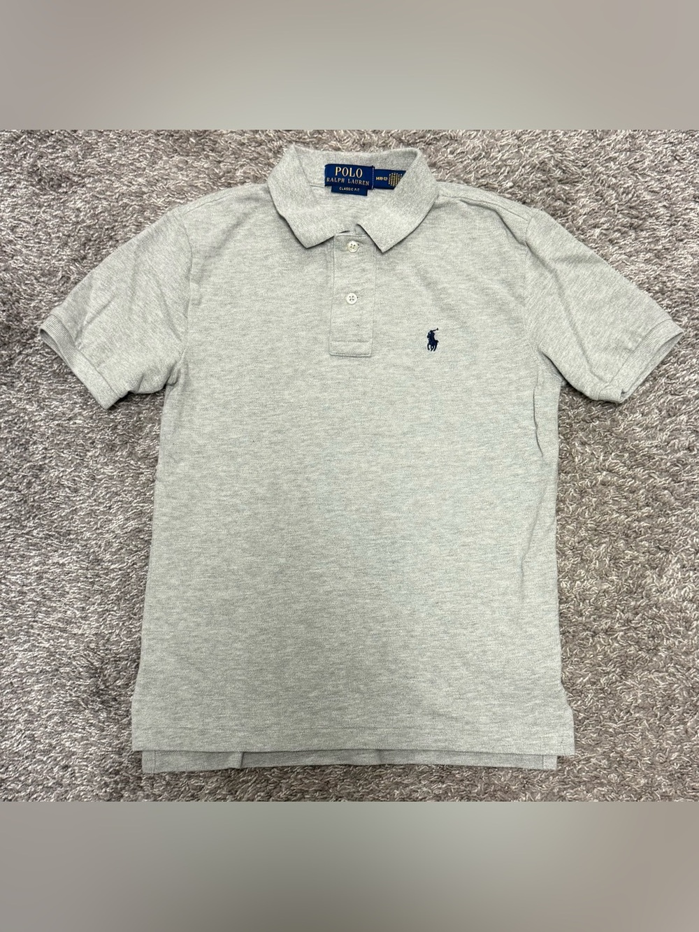 EUC Boys Polo Ralph Lauren Pique Polo, Classic Fit, Size M (10/12), Grey